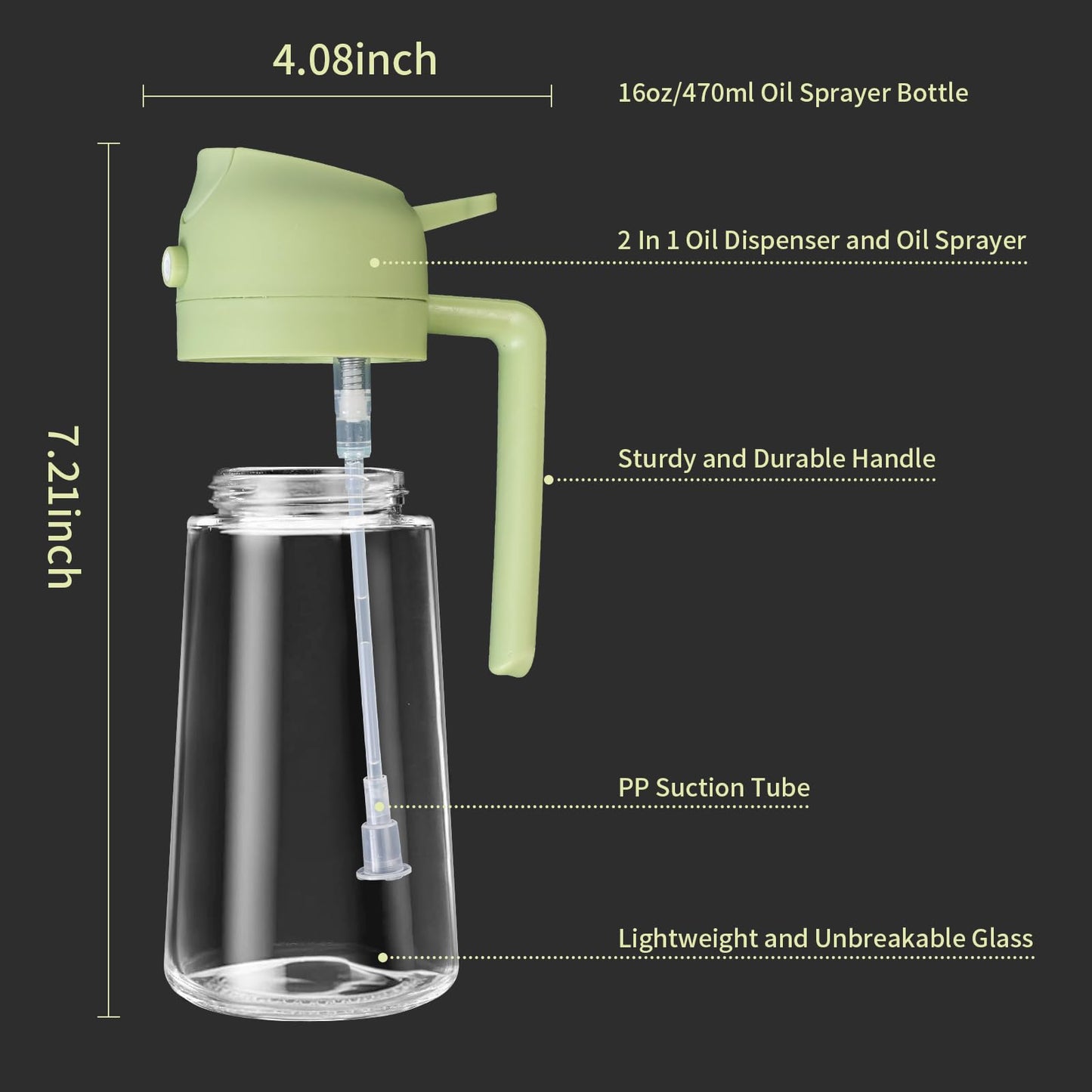 Oil Sprayer for Cooking, 2 In 1 Oil Dispenser and Oil Sprayer (Black+Dark Brown)