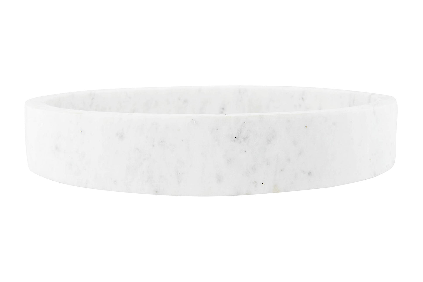 Creative Co-Op Minimalist Round Carved Marble Tray or Charcuterie Board, White, 12"