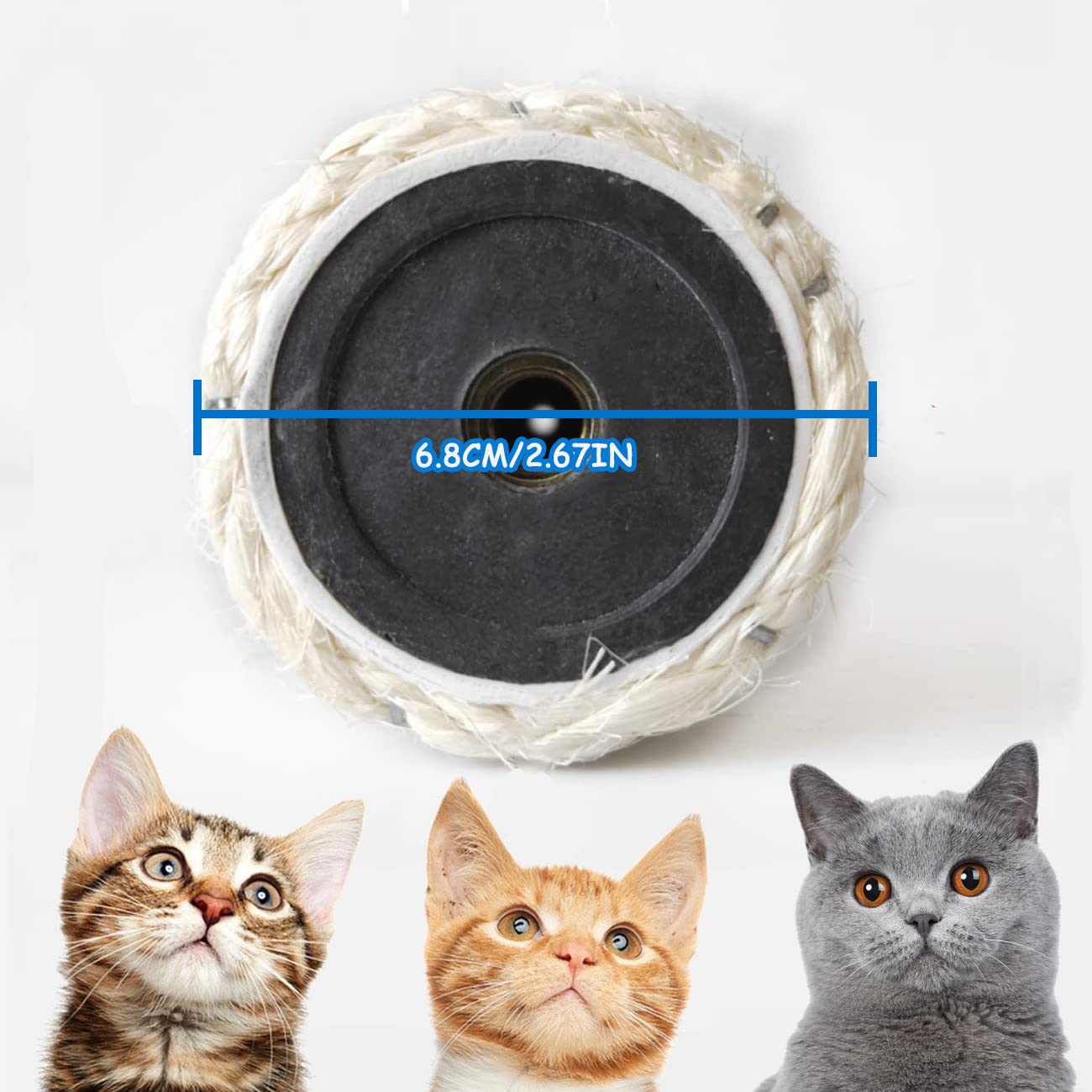 Pinkgarden Natural Sisal Replacement Cat Scratching Post, 15.7'' 2 Pieces M8 Cat Scratch Post Refill Pole Parts for Refurbishment, White, Include Screws