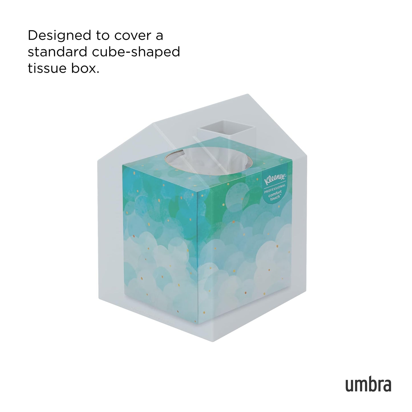 Umbra Casa Tissue Box Cover – Modern House-Shaped Tissue Box Holder for Standard Square Boutique Tissue Boxes, Ocean Plastic, Bathroom & Home Décor, Ocean Sand