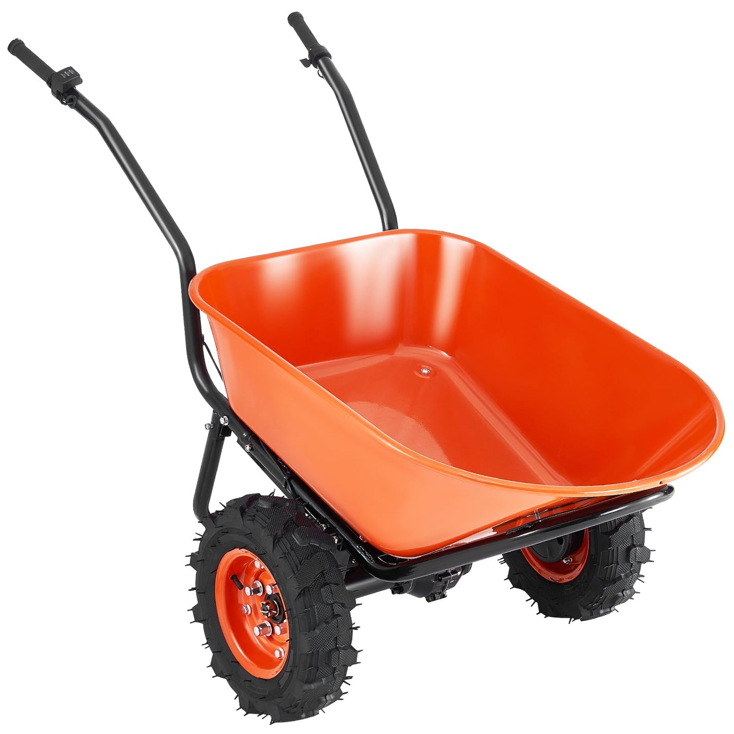 VEVOR Electric Wheelbarrow Cart, 500W Powered Utility Garden Wagon Dump Cart, 4.5 Cu. Ft. Load & 573 lbs Capacity with Metal Handle & 16" Track Wheels, Two Wheel Barrow Yard Cart & Wagons for Lawn