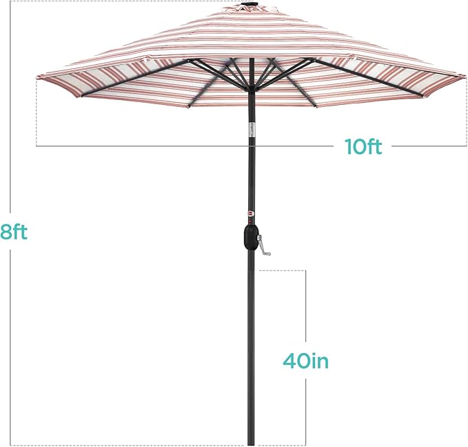 Best Choice Products 10ft Solar Polyester LED Lighted Patio Umbrella w/Tilt Adjustment and UV-Resistant Fabric