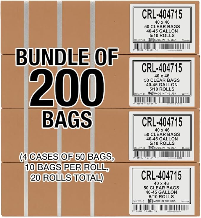 Aluf Plastics 45 Gallon 1.5 MIL Clear Garbage Bags
