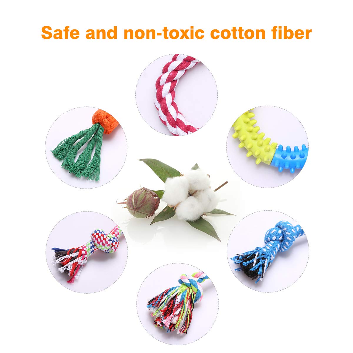 Wefine Puppy Chew Toys - 100% Natural Cotton Rope for Small & Medium Dogs (10 PCS)