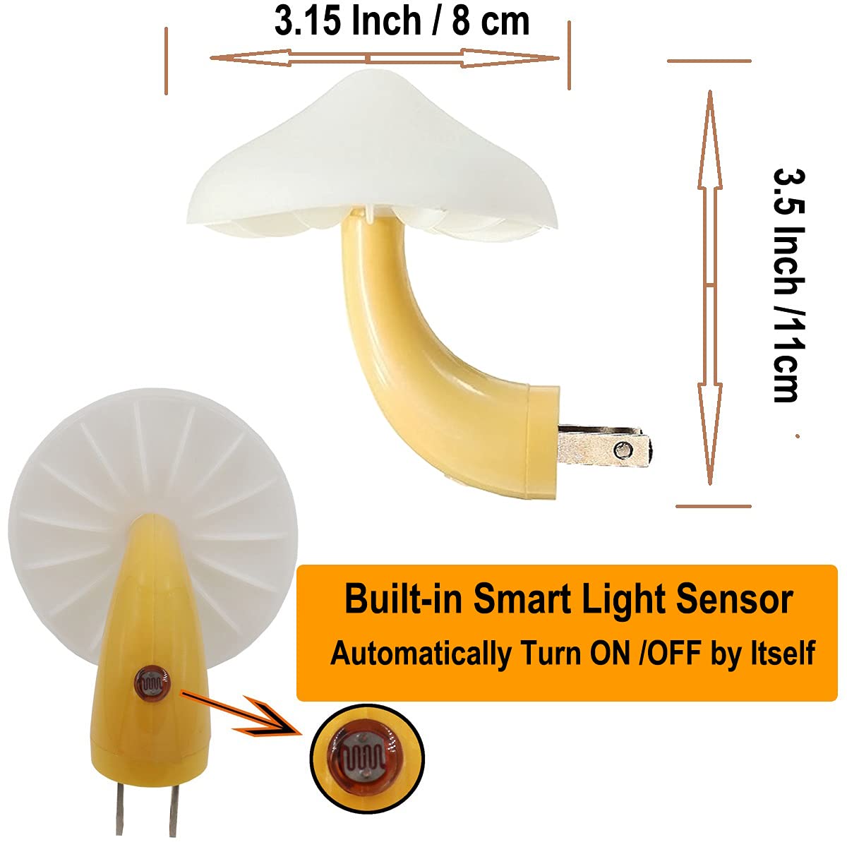 AUSAYE 4 Pack Plug in Night Light, Mushroom Light LED Nightlights for Kids, Adults, Bedroom, Bathroom,Hallway, Stairs, Kitchen Red