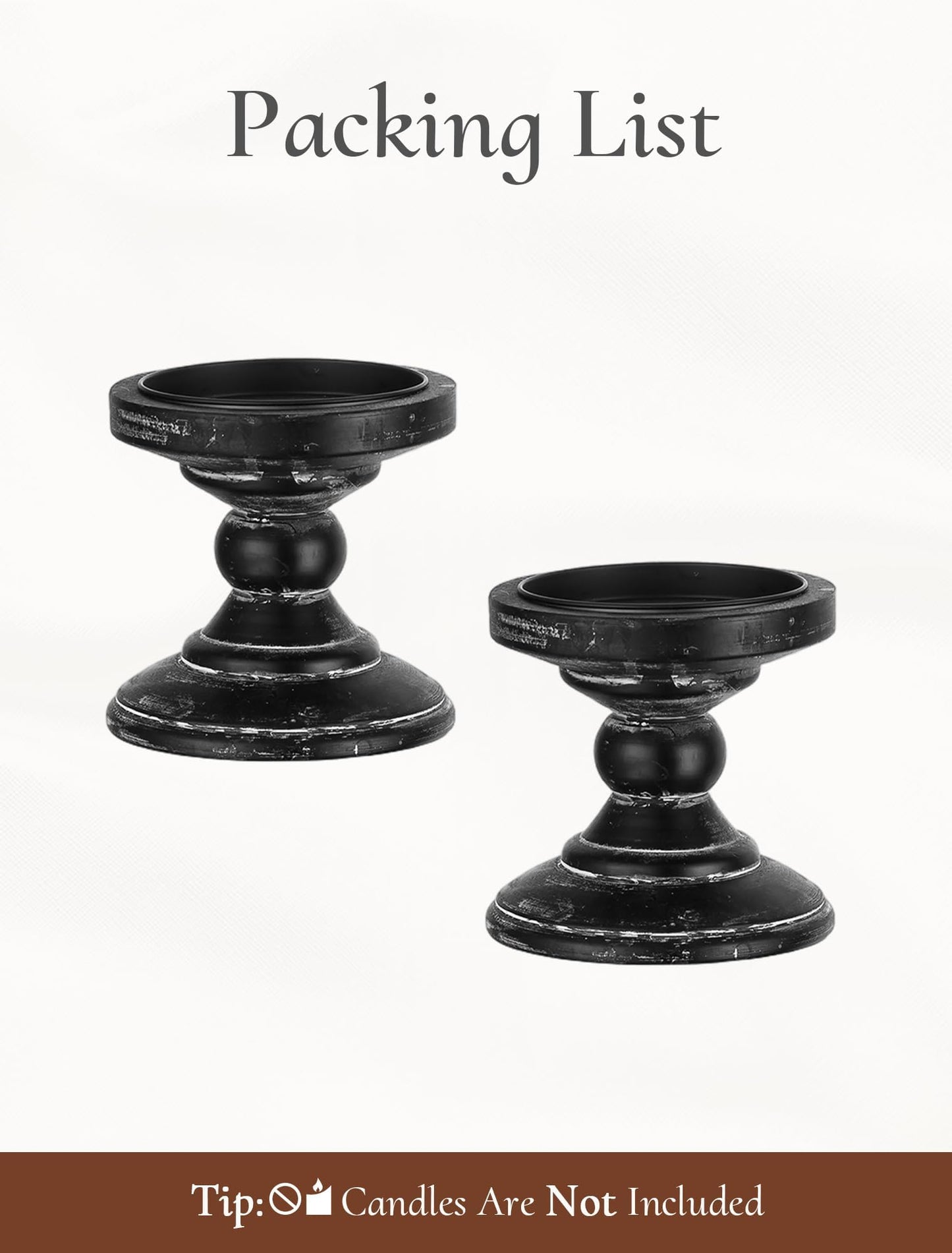 Inweder Wood Pillar Candle Holder: 2Pcs Rustic Black Candle Holders for Pillar Candles Wood Candle Holders Distressed Wooden Farmhouse Candle Holder Large Rustic Candle Holder for Fireplace Table