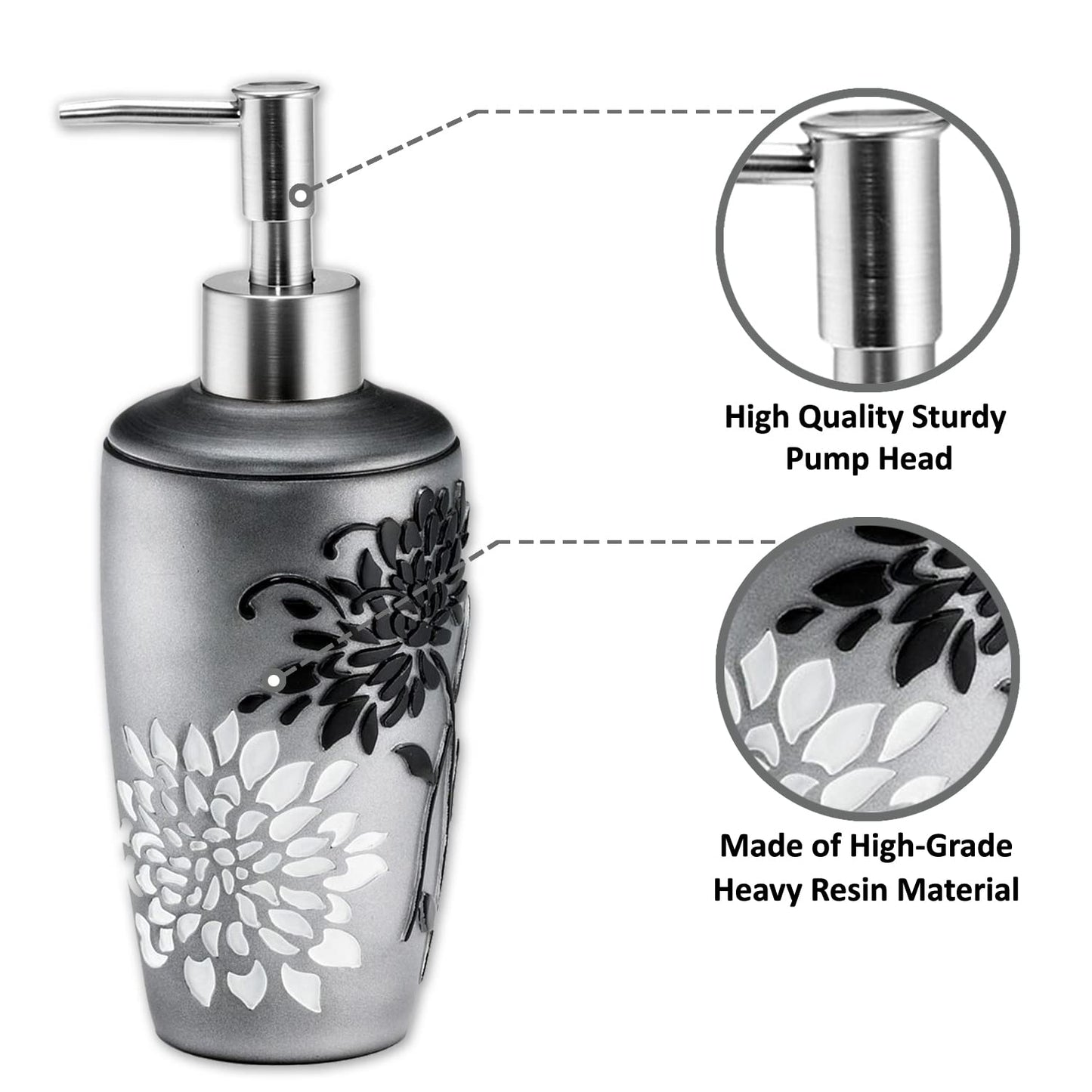 Popular Bath Soap Dispenser/Lotion Pump, Erica Collection, Grey