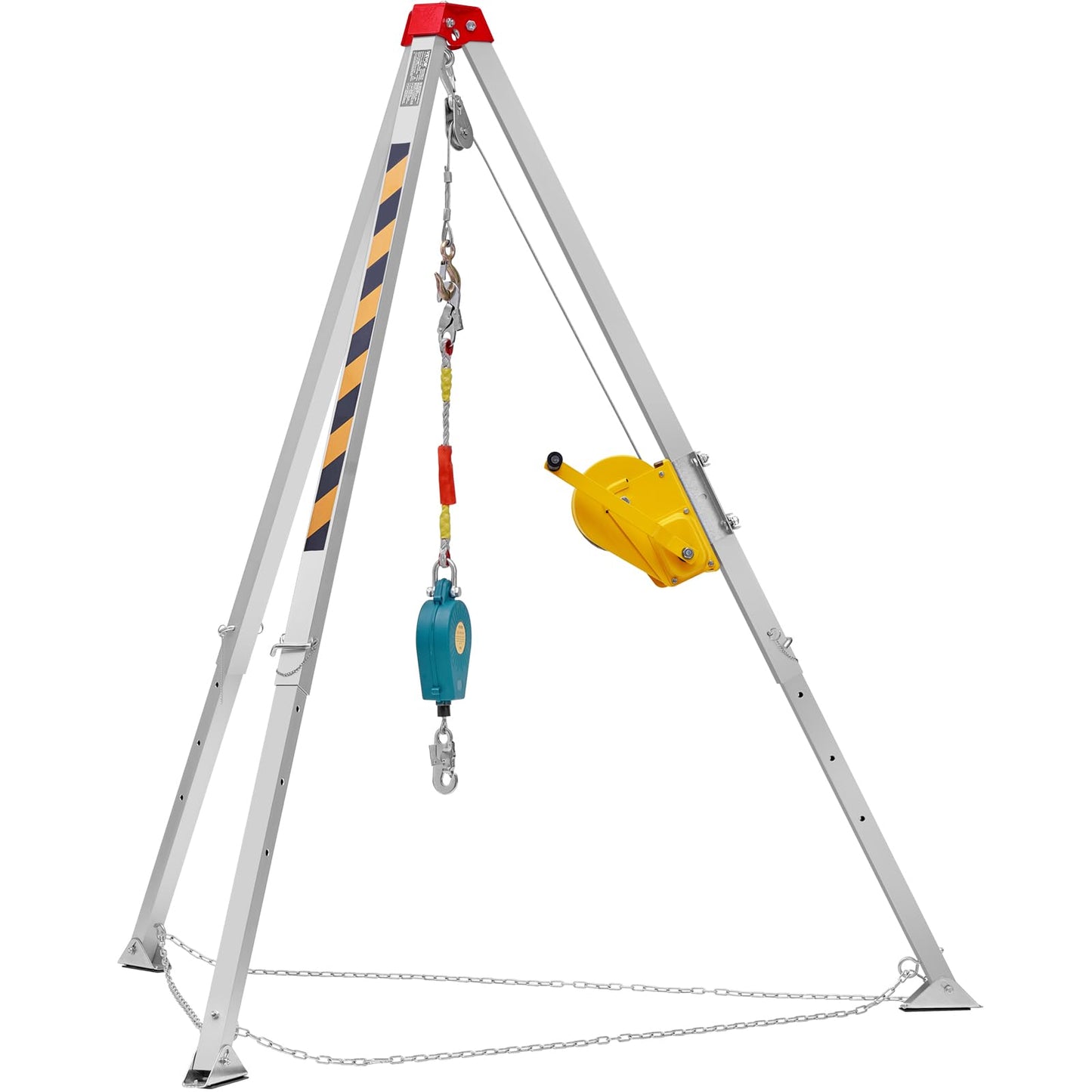 VEVOR 2600 lbs Winch Confined Space Tripod Kit, Heavy Duty Rescue Tripod Lifting Hoist 98' Cable, 32.8' Fall Protection, 5-8ft Working Height, Portable Kit w/Harness Blower Gas detector