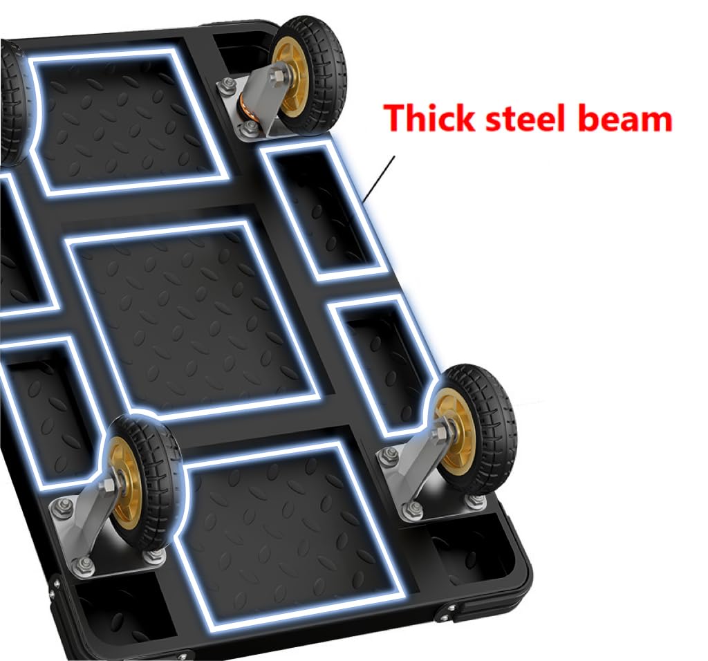 Heavy Duty Platform Truck Flat Cart Hand Trucks,1500 to 2000Lbs Steel Push Cart Dolly with Brake Design, 36 x 24in or 27x19in Large Flatbed Black Trolley (BL, 36X24 Large)
