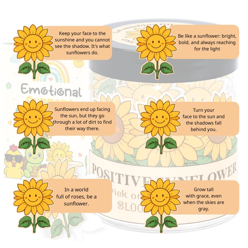 Sunflower Gifts For Women - Mothers Day Gifts For Mom, Women, Teens, Kids, Girls - 60 Positive Affirmation Cards Jar - Birthday Gift For Womens, Mom, Coworkers, Friends, Sister