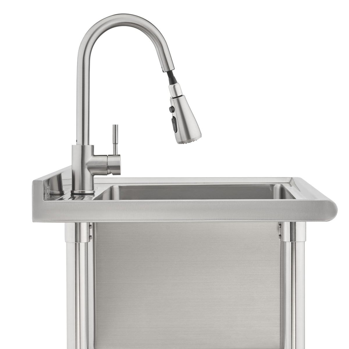 NEAT by TRINITY EcoStorage Stainless Steel Utility Sink, Oversized Freestanding Single Bowl Utility Sink, Pull-Out Faucet, Garage, Laundry Room, Business, NSF Certified, 40"W x 22"D x 50"H (NHA-0319)