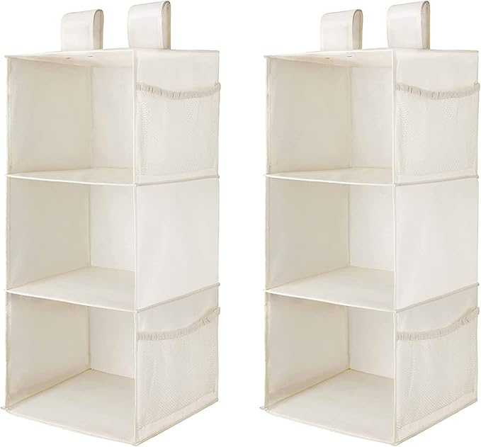 MAX Houser 3-Shelf Hanging Closet Organizers, Collapsible Closet Hanging Shelves