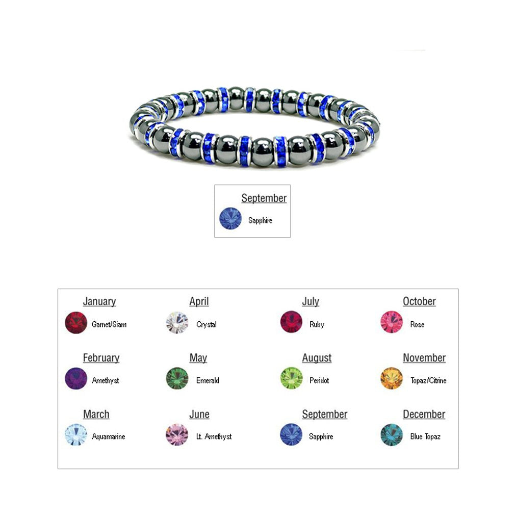 Accents Kingdom Magnetic Bracelet Women's Tuchi Simulated Pearl Hematite Magnetic Therapy Bracelet with Simulated Sapphire Crystal, 7.5"