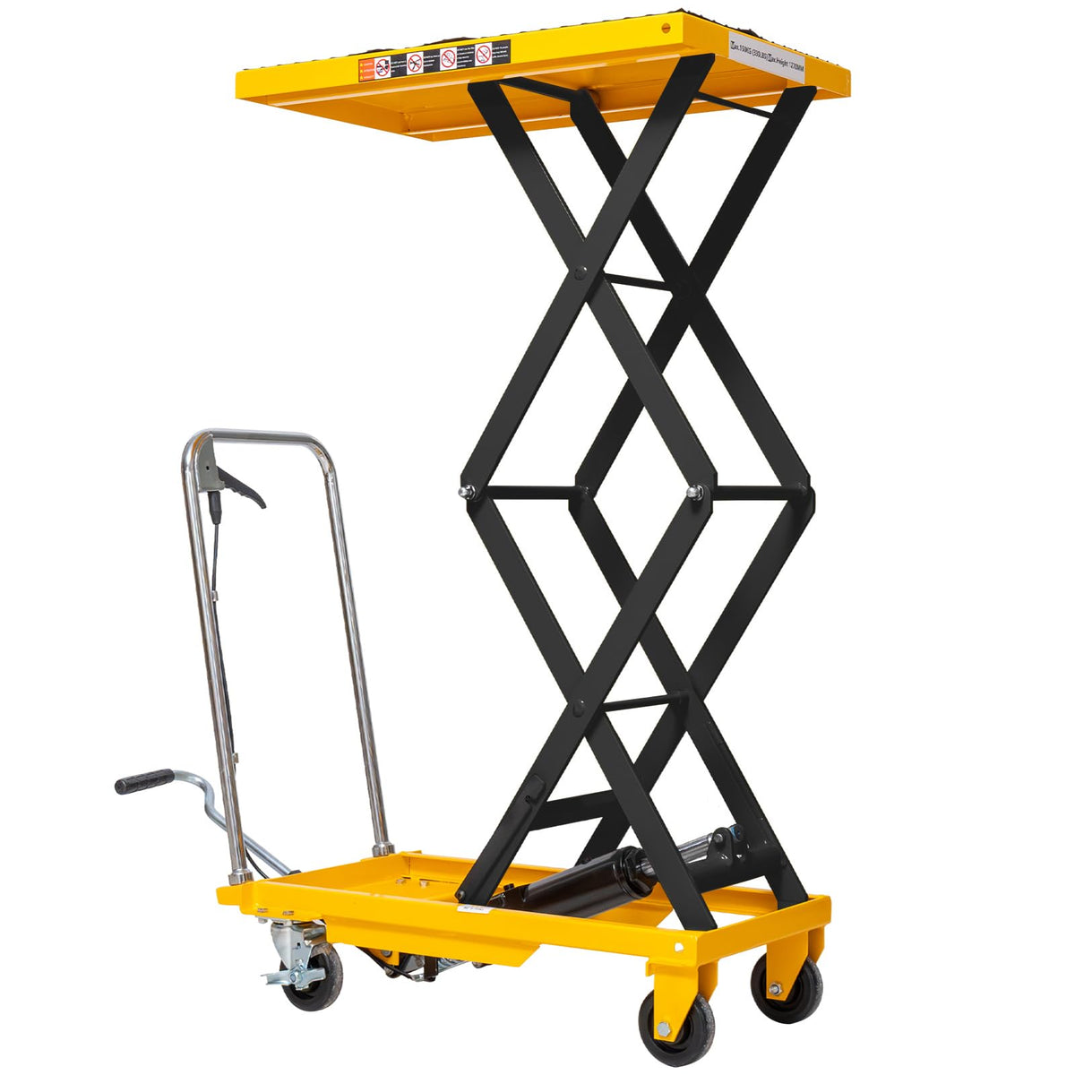 Hydraulic Lift Table Cart, 330lbs Capacity 49.6'' Max Lift, Double Scissor Lift Table w/4 Wheels & Non-Slip Pad, Heavy Duty Hydraulic Platform Lift Cart for Warehouse, Shop, Garage Material Handling