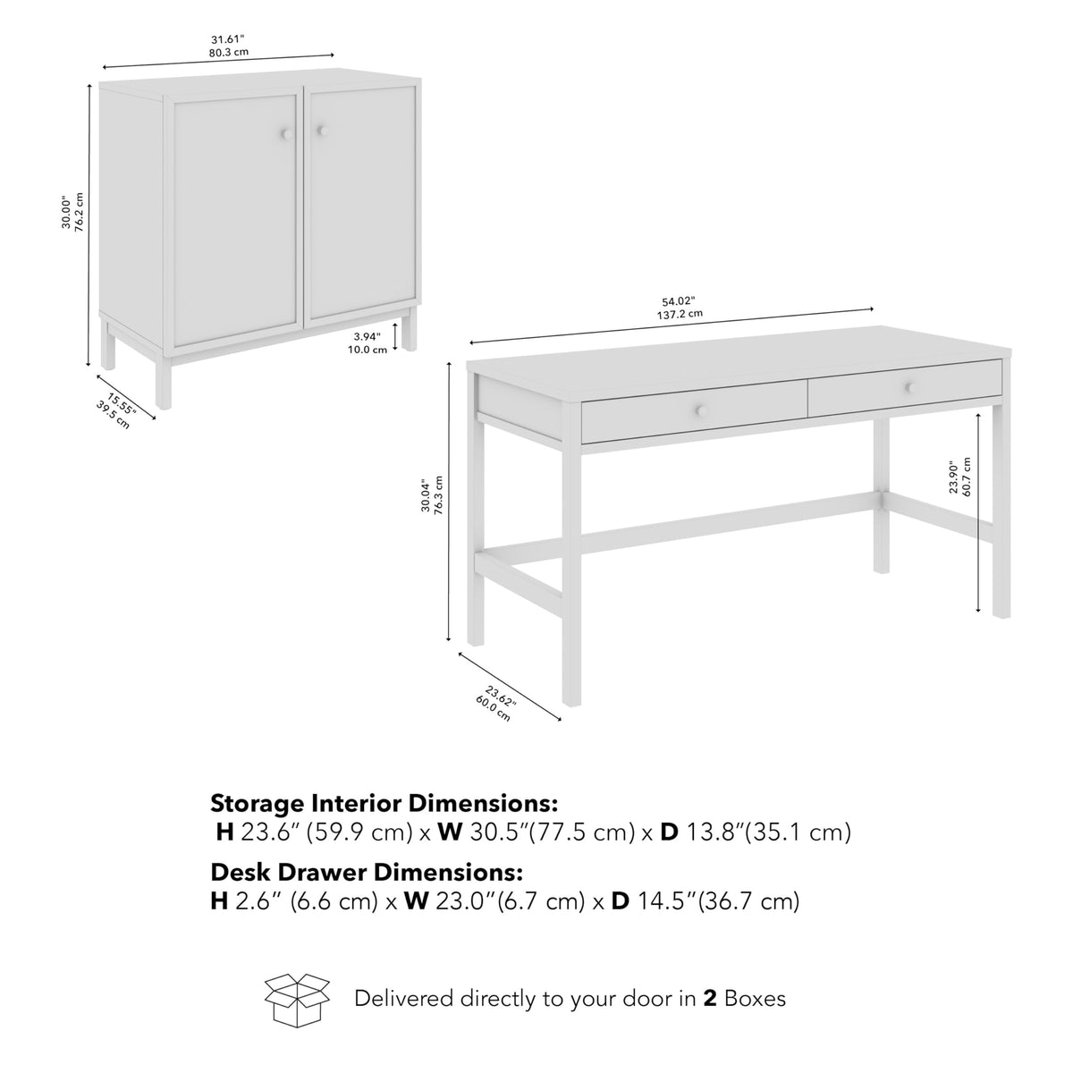 Bush Home 54-Inch Writing Desk with 2 Door Low Storage Cabinet, Computer Study Laptop Table Workstation, Drawers and Adjustable Shelves, Home Office Furniture Set, Avery Collection, Chocolate Birch