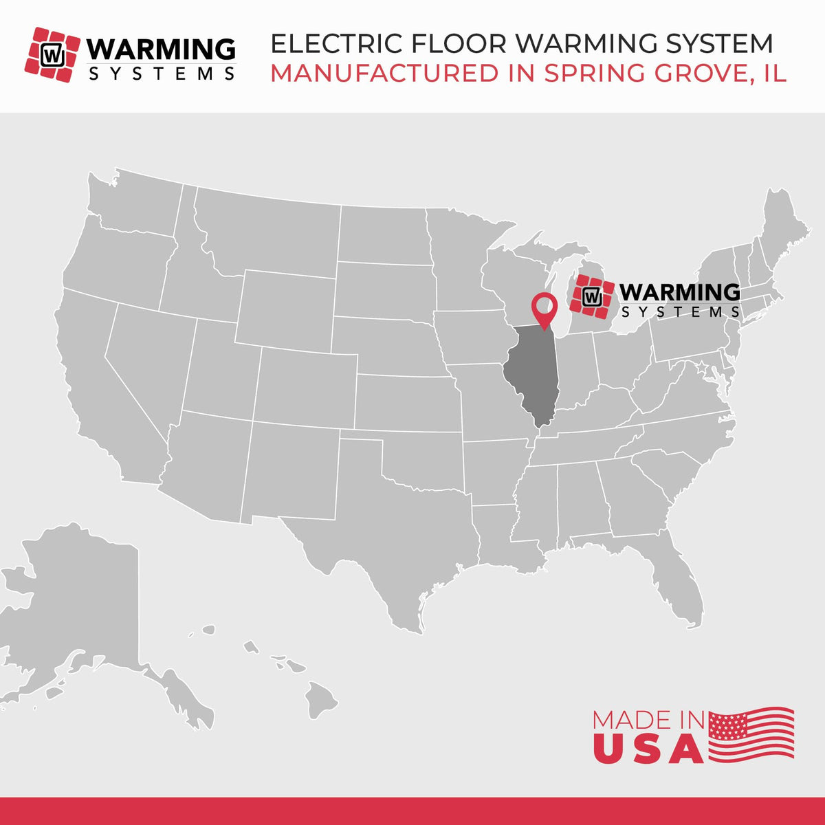 Warming Systems 50 Sqft Electric Radiant Floor Heating Mat – 120V Heated Tile Floor System with Programmable Thermostat (TH115), Floor Sensor, Installation Monitor & 25 Year Warranty, USA Made