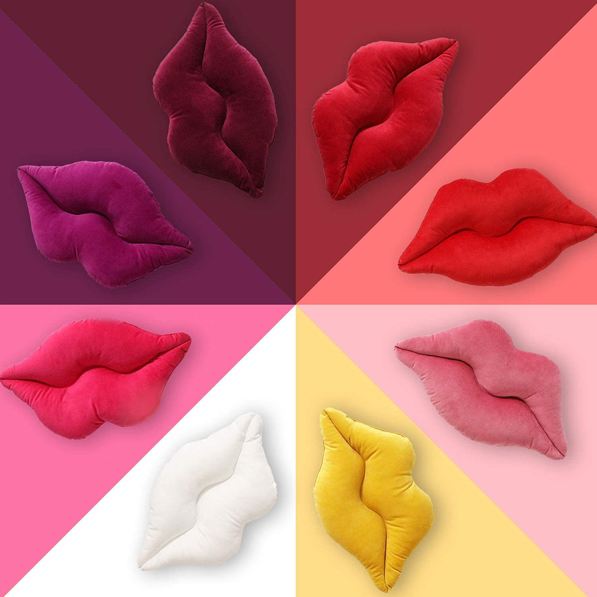 Ashler Lips Throw Pillows Smooth Soft Velvet Insert Included, Lip Shaped Pillow for Bed Living Room, New Red, 24 X 12 inches