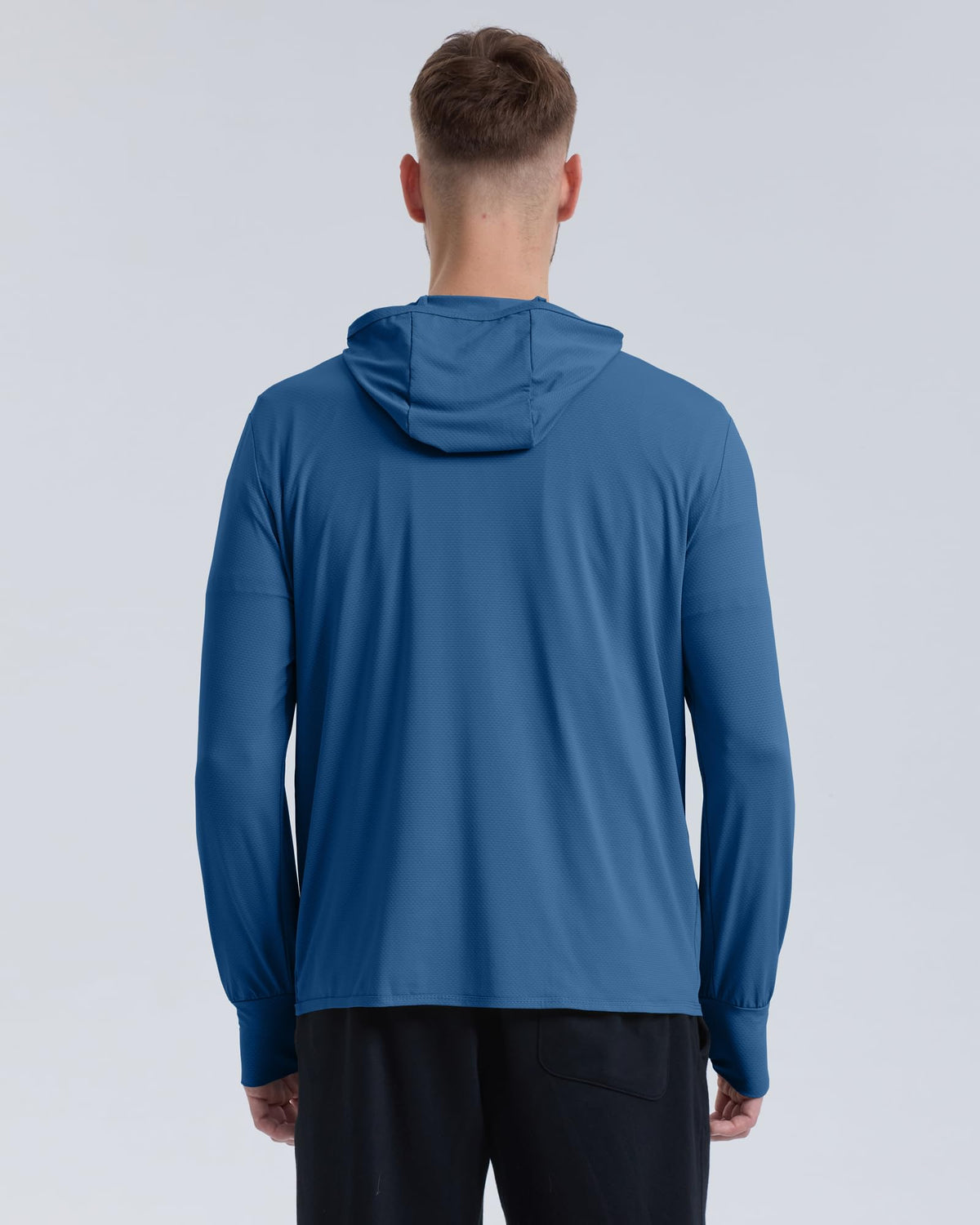 Locachy Men's UPF 50+ Sun Protection Outdoor Lightweight Full Zip Hoodie Jacket Long Sleeve Fishing Hiking Performance Shirt Dark Blue M