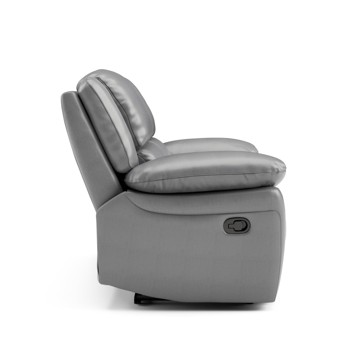 Furniture of America Sorin Modern Leather Recliner Sofa with Pillow Armrests and High Density Foam, Reclining Sectional Couch for Living Room, Office, Home Theater, FSC Certified, Dark Gray