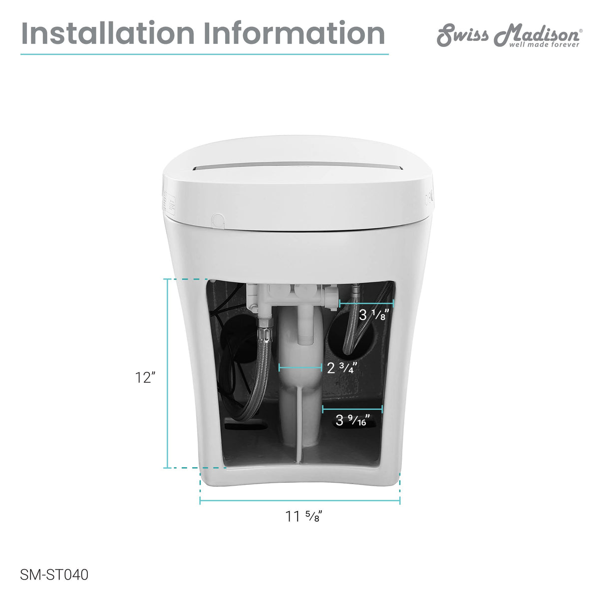 Swiss Madison Hugo Smart Toilet, Touchless Vortex™ Dual-Flush 1.1/1.6 gpf Tankless Toilets for Bathroom