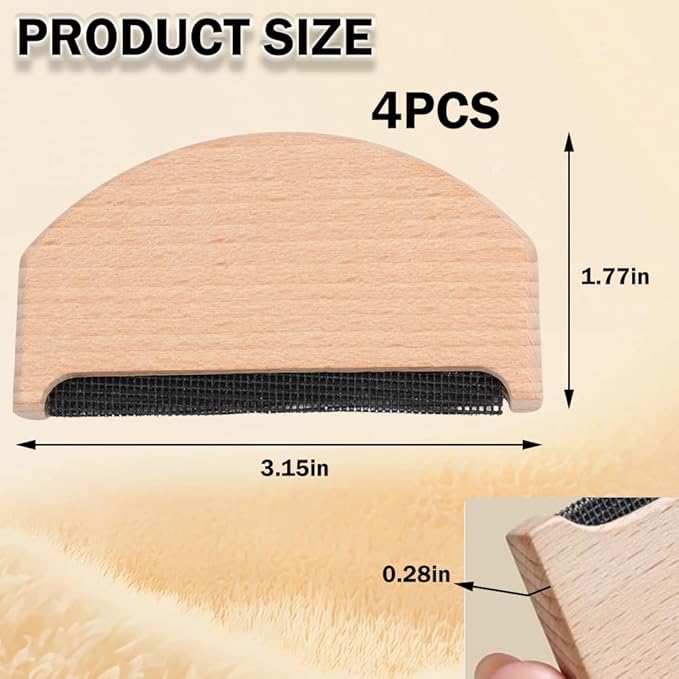 4 Pcs Wooden Sweater Comb Sweater Care Tool Fabric Defuzzer Pilling Shaver