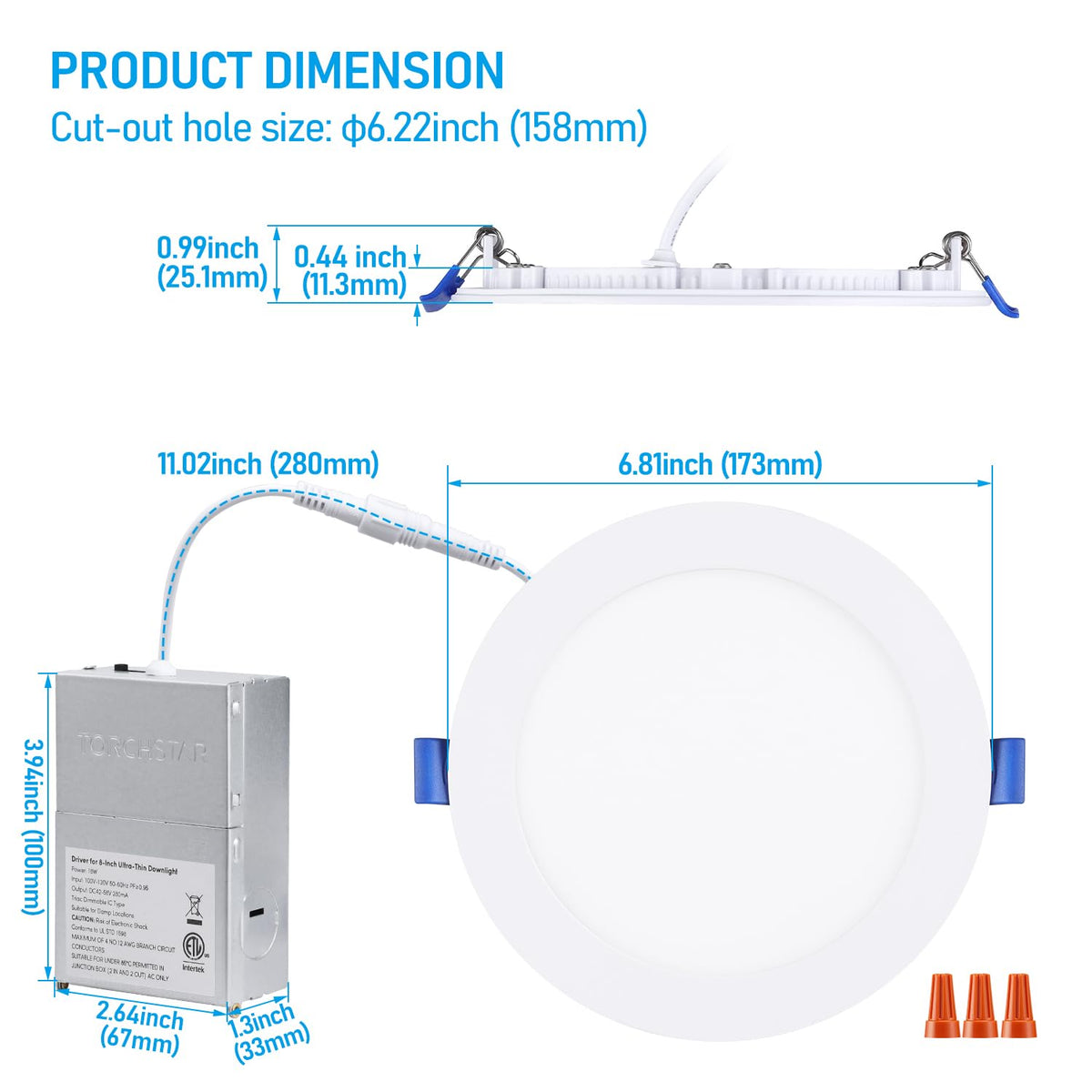 TORCHSTAR 16-Pack Ultra-Thin LED Recessed Lighting 6 Inch 5CCT with Junction Box, Aluminum, 2700K-5000K Selectable, 12W Dimmable Slim LED Downlight, 1000LM High Brightness, ETL & Energy Star