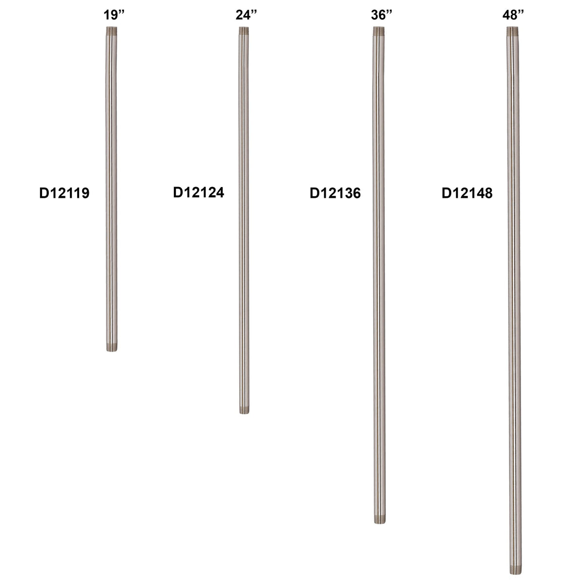 Westbrass D12136-25-05 ½” x 36" IPS Brass Pipe Nipple, Polished Nickel (25-Pack)