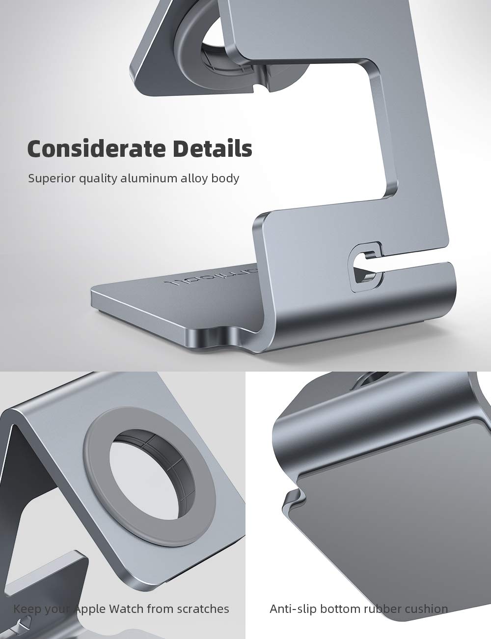Lamicall Stand Suit for Apple Watch, Charging Stand : Desk Watch Stand Holder Charging Dock Station, Gift Compatible with Apple Watch Series SE 11/10/9/8/7/6/5/4/3/2/1, 44mm/42mm/40mm/38mm - Gary