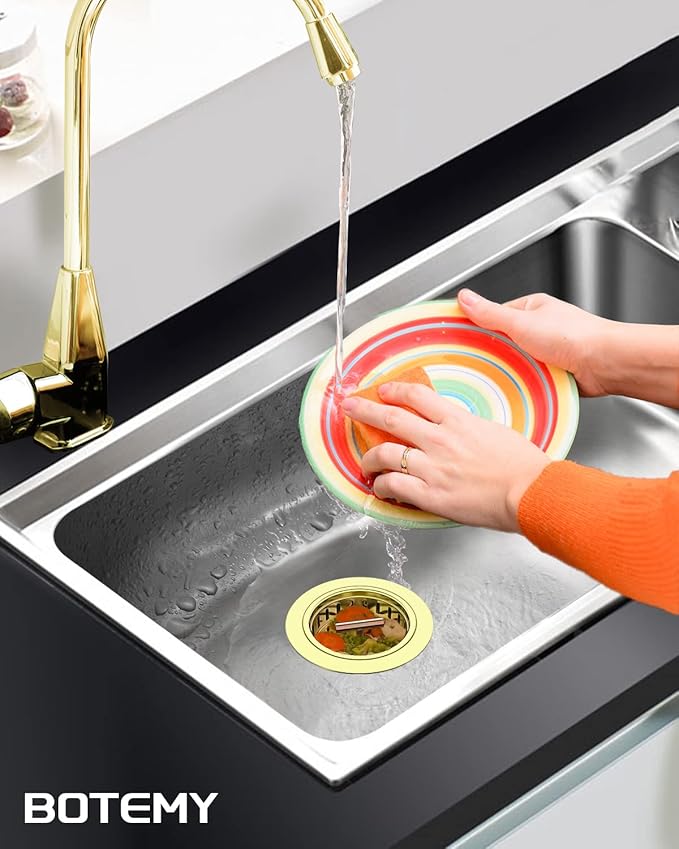 BOTEMY B9171 Gold Kitchen Sink Drain Kit 3 1/2 Sink Strainer