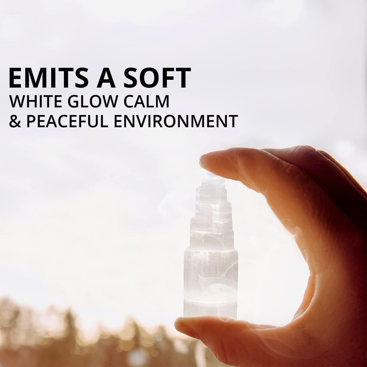 Himalayan Glow WBM Selenite Tower Skyscraper 10cm, Natural Home Decoration & Meditation Crystal Selenite Stone -3 PCS Selenite Lamp, (Pack of 3), White