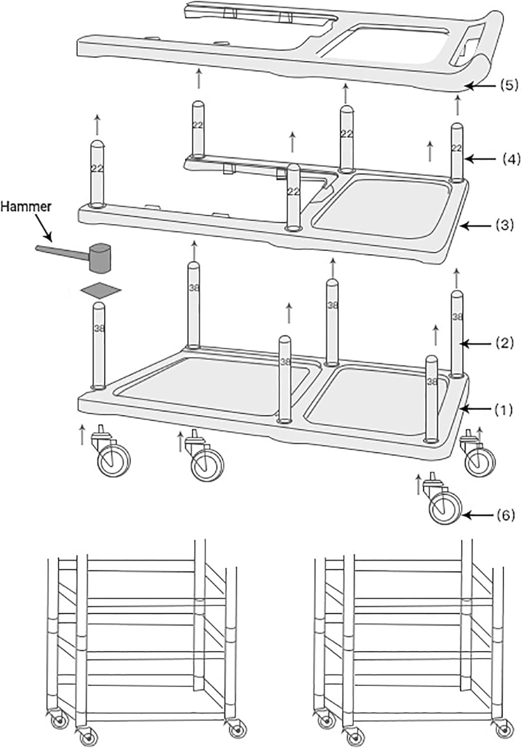Commercial Products Standard Bus Box/Utility Cart,Gray Large Bus Tub, Plastic, Heavy Duty Restaurant Wash Basin/Dish Washing Tub for Kitchen Organization/Storage (THA52)