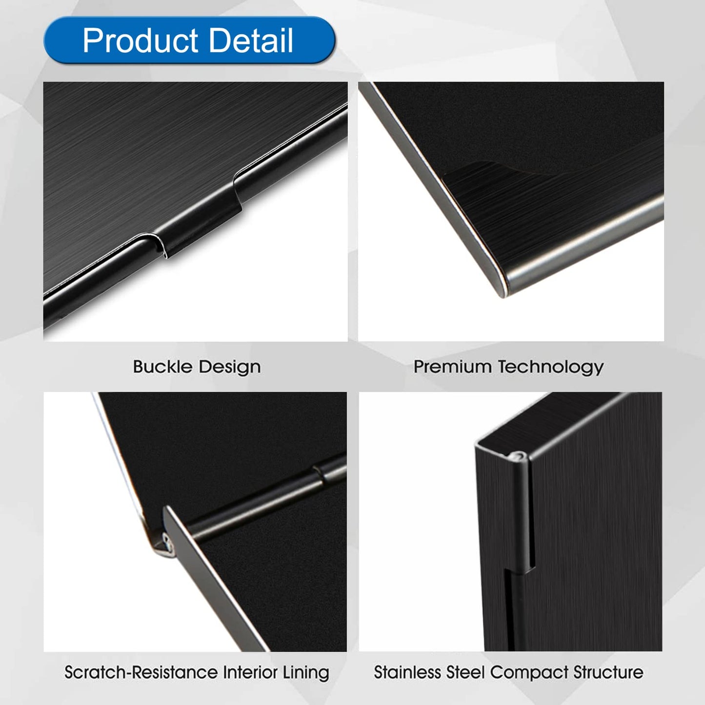 DMFLY Black Slim Metal Business Card Holder + Rose Gold Case, Slim Business Card Case for Men & Women, Pocket Metal Card Case, Professional Stainless Steel Business Card Holders