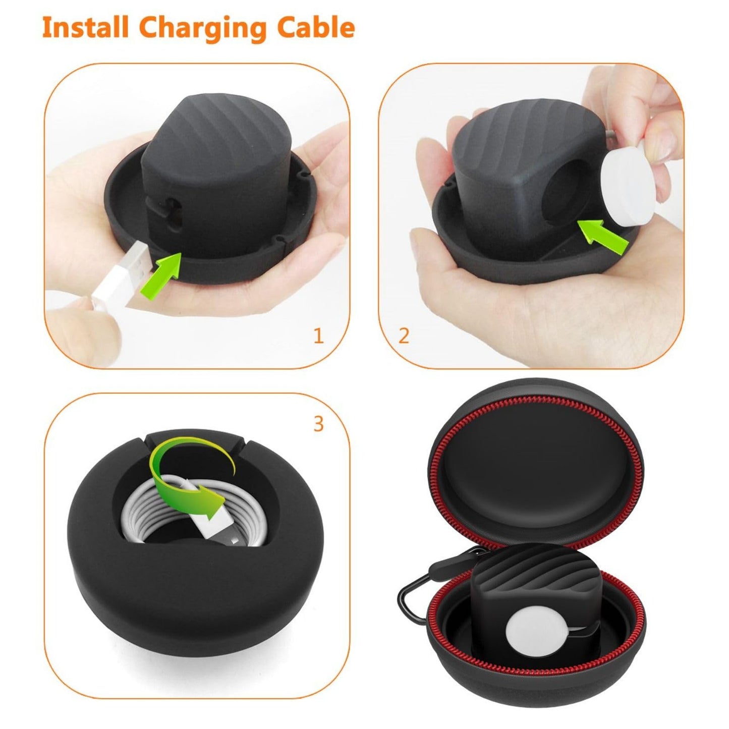 HALLEAST Compatible with for Apple Watch Charger Stand Holder, Charging Station EVA Hard Protective Case for iWatch Series 11 10 9 8 7 6 5 4 3 2 1 SE SE2 SE3 42 44 45 46, No Charger, Black