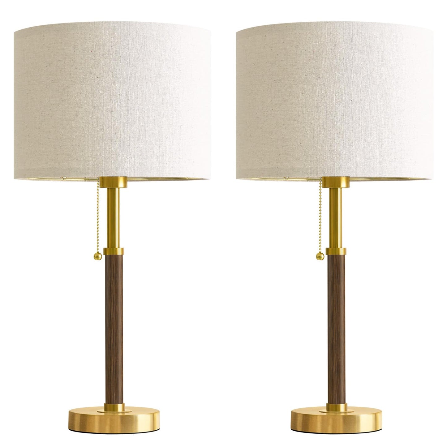 G-SAFAVA 22" Table Lamps Mid Century Modern Lamps for Bedroom Living Room Bedside Lamps for Night Stands Wood Nightstand Lamp Gold Small Side End Table Lamps Set of 2 Vintage Home Deco Office Gifts