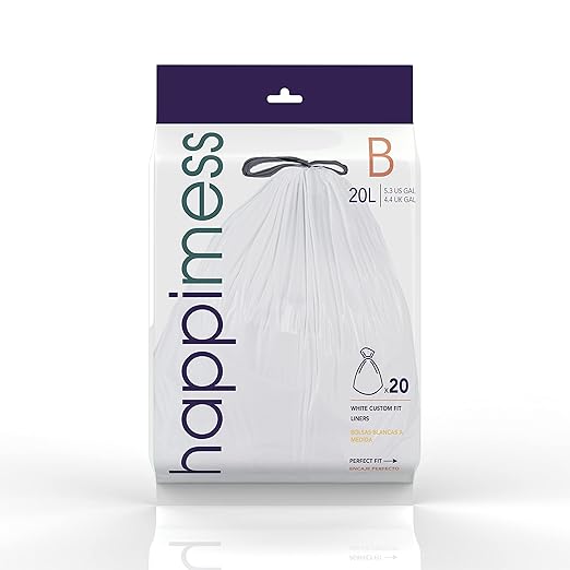 happimess 5.3 Gallon Drawstring Trash Bags, Heavy Duty LDPE Liners
