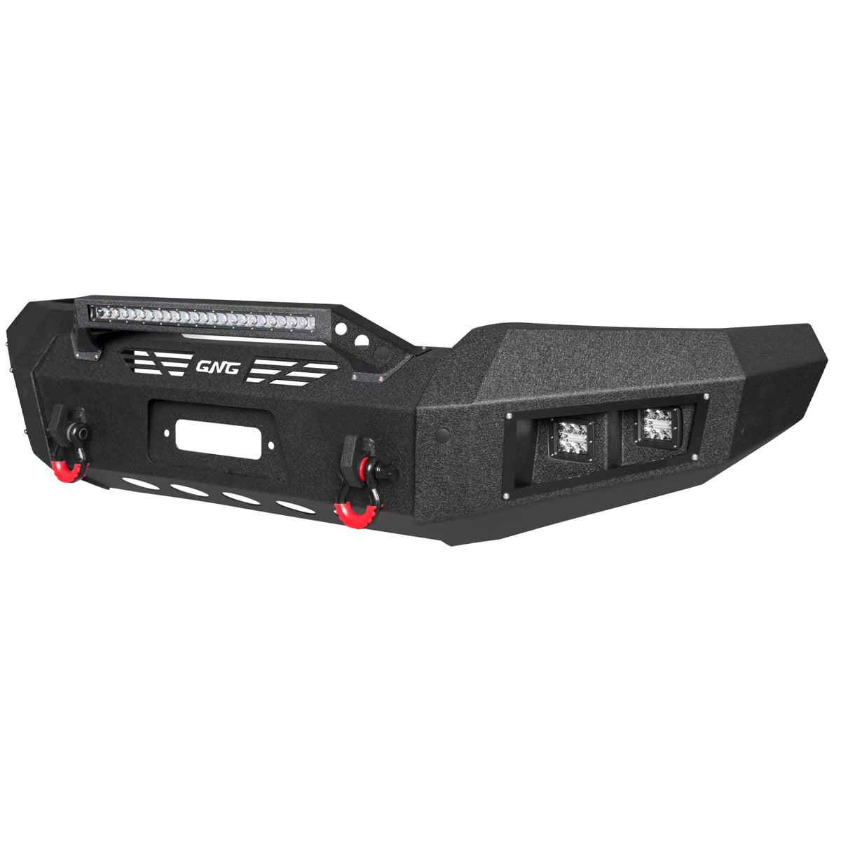 LUYWTE For 2003-2006 Chevy Silverado 1500 Steel Front Bumper With Winch Plate&Square Lights(Black Texture)