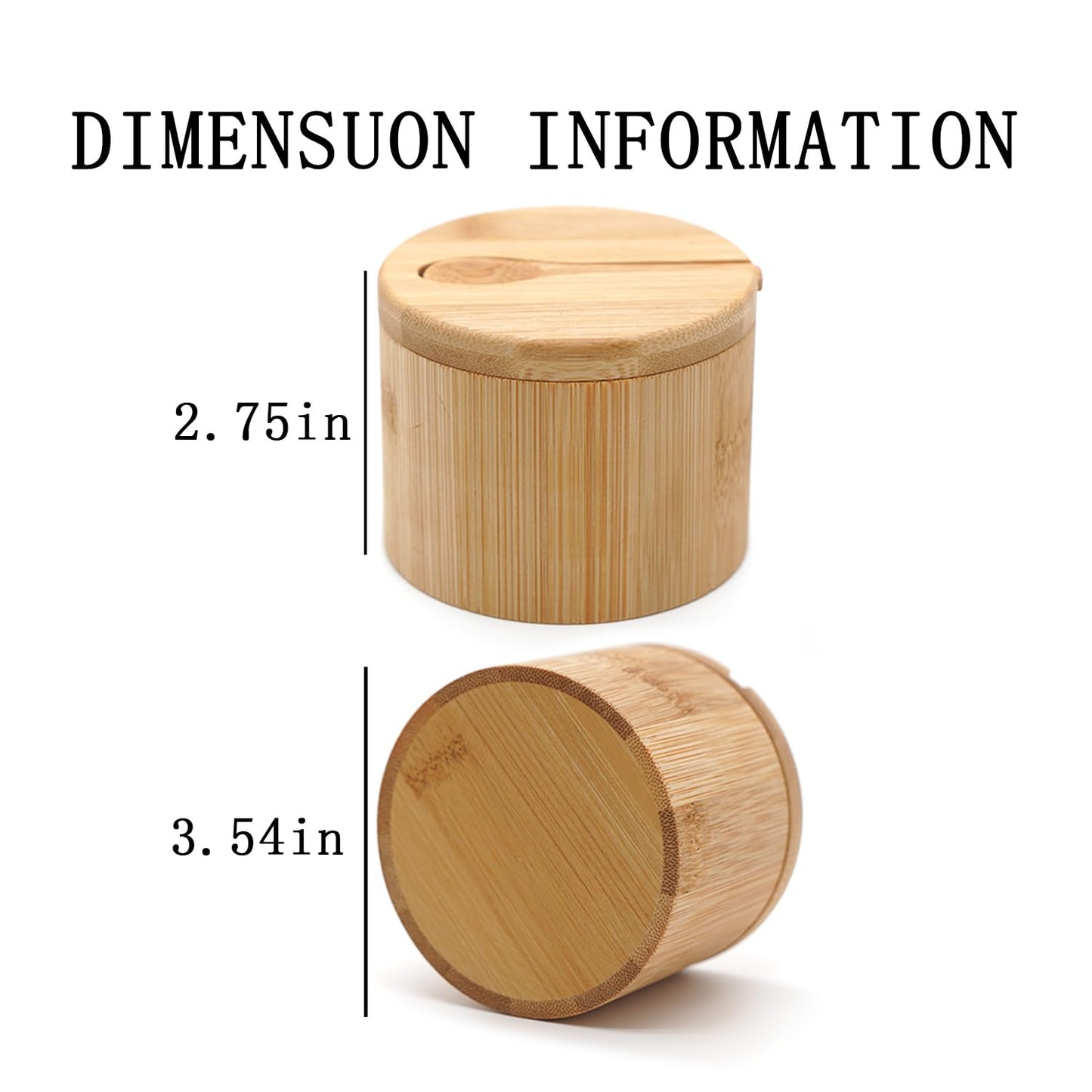 Bamboo Salt Cellar Set of 4 with Magnetic Swivel Lid & Spoon, Salt and Pepper Storage Container, Kitchen Countertop Organizer for Spices, Herbs