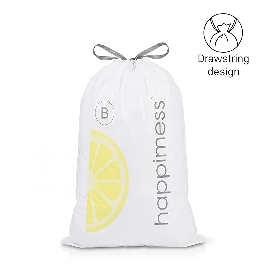 happimess 5.3 Gallon Drawstring Trash Bags, Lemon Scent, Heavy Duty MDPE Liners