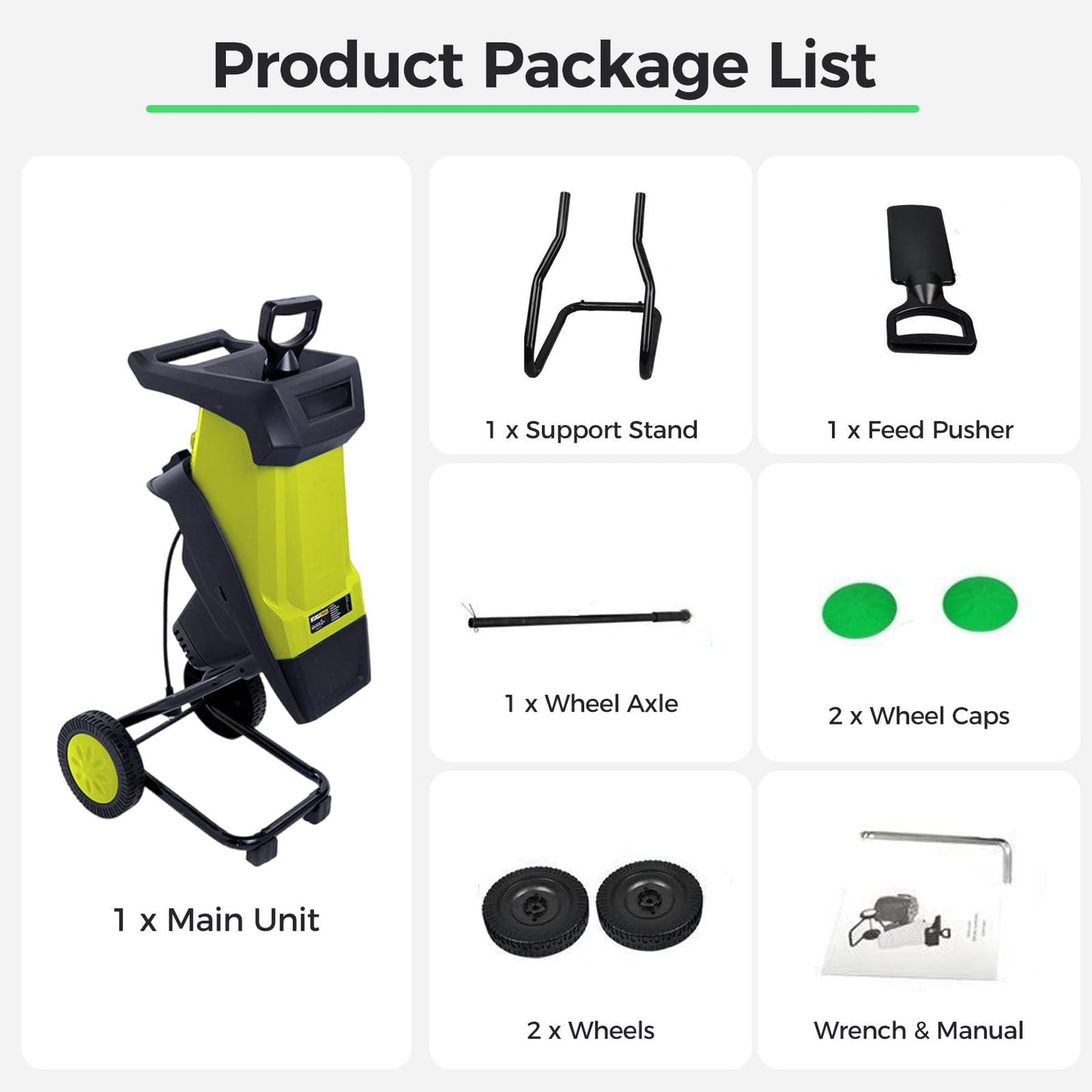 ZHDANB Electric Compost Shredder, Mulching Machine, 50L Collection Bag, 40mm/1,57in Branch Chipper, Electric Leaf Shredder, for Processing Branches, Sticks & Yard Waste Yellow