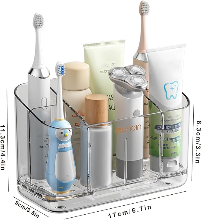 Toothbrush Holder for Bathroom Wall Mounted, 5 Slots Acrylic Toothbrush and