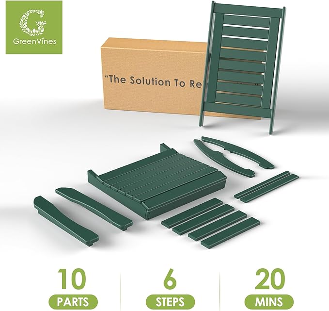 GREENVINES Outdoor Rocking Chairs | Set of 2 | Porch Rocker | HDPE Plastic | Forest | Oversized Rockers | High Back | Big & Tall | Ladder Back | for Patio Outside Backyard Balcony Garden