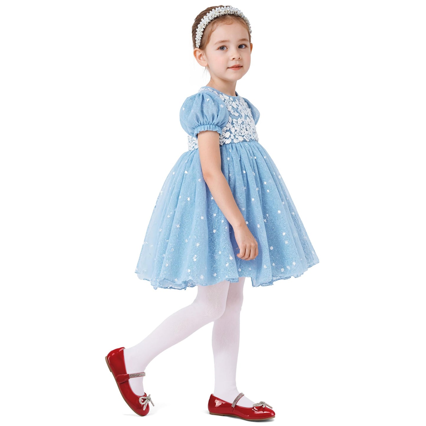 K KomForme Girl's Bow Mary Jane Dress Shoes Ballet Princess Flats with Rhinestone Strap for Party Wedding School, Toddler/Little Kid/Big Kid Red