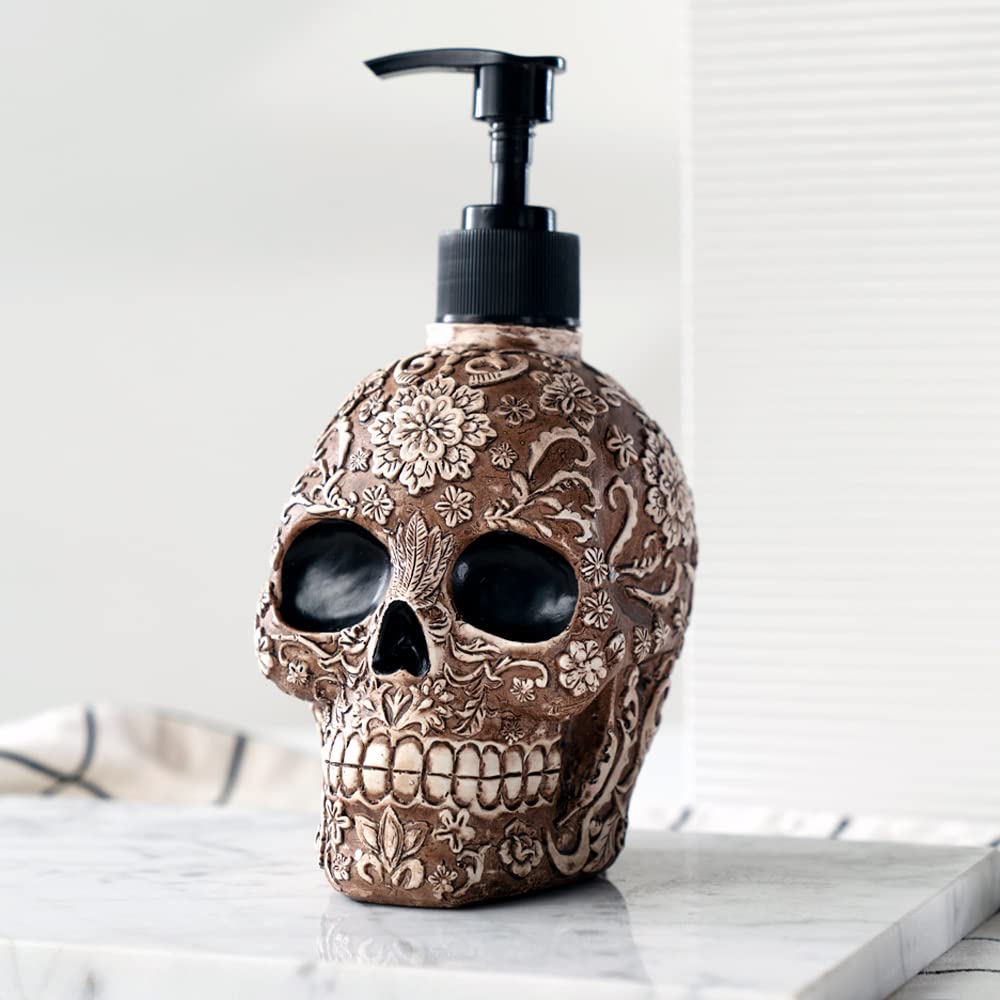 Skull Soap Dispenser with Rust Proof Pump, Refillable Liquid Hand Lotion Bottle for Bathroom, Bedroom and Kitchen(New Upgrade Pump).