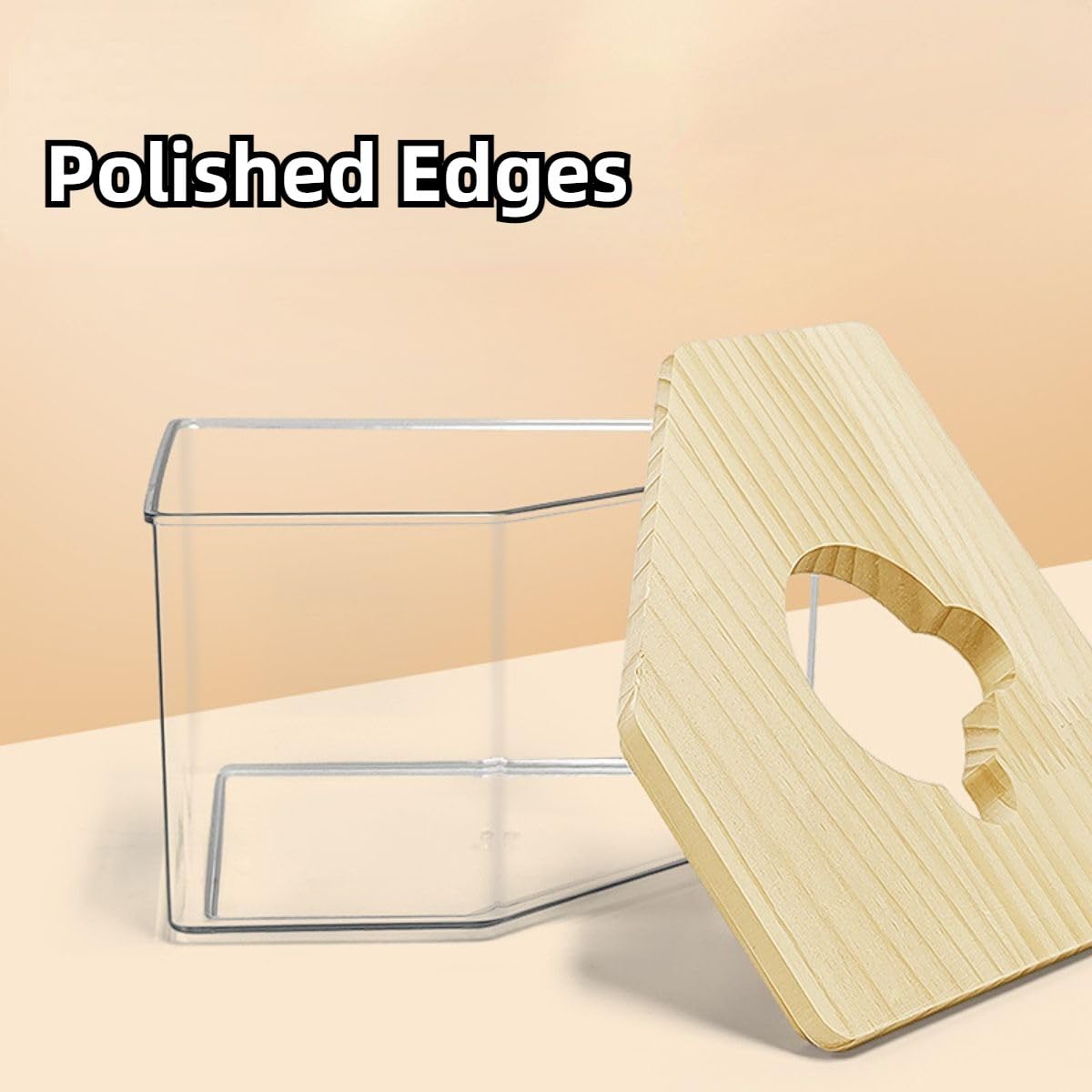 Copfeu Hamster Sand Bath Box Container, Mini Pet Sandbox Lid Design Take Bath Wooden Sandbox Dust Bath, Transparent Bathroom & Digging Box Acrylic Hamster Litter Box Small Animal Accessories (C)
