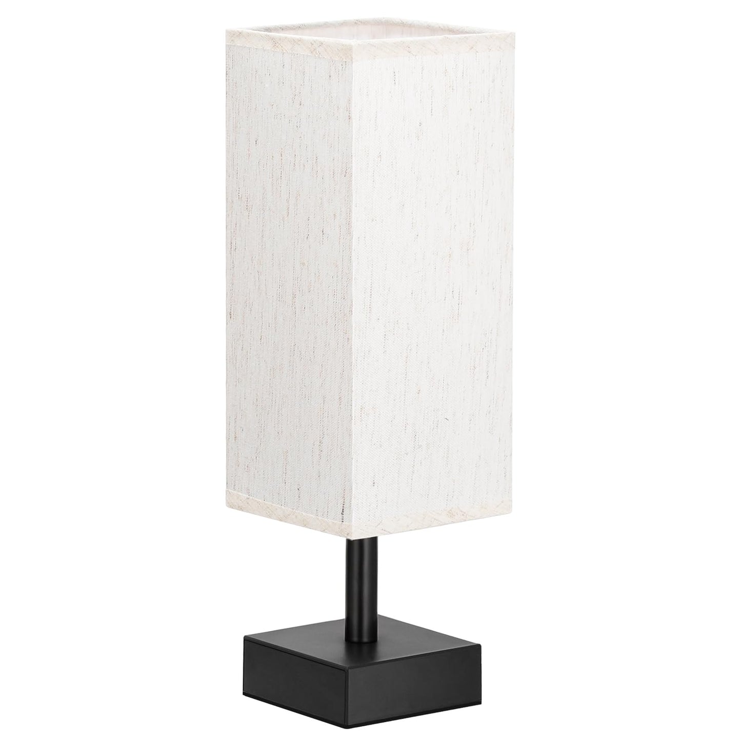 aooshine Small Table Lamp for Bedroom - Bedside Lamps for Nightstand, Minimalist Night Stand Light Lamp with Square Fabric Shade, Desk Reading Lamp for Kids Room Living Room Office Dorm