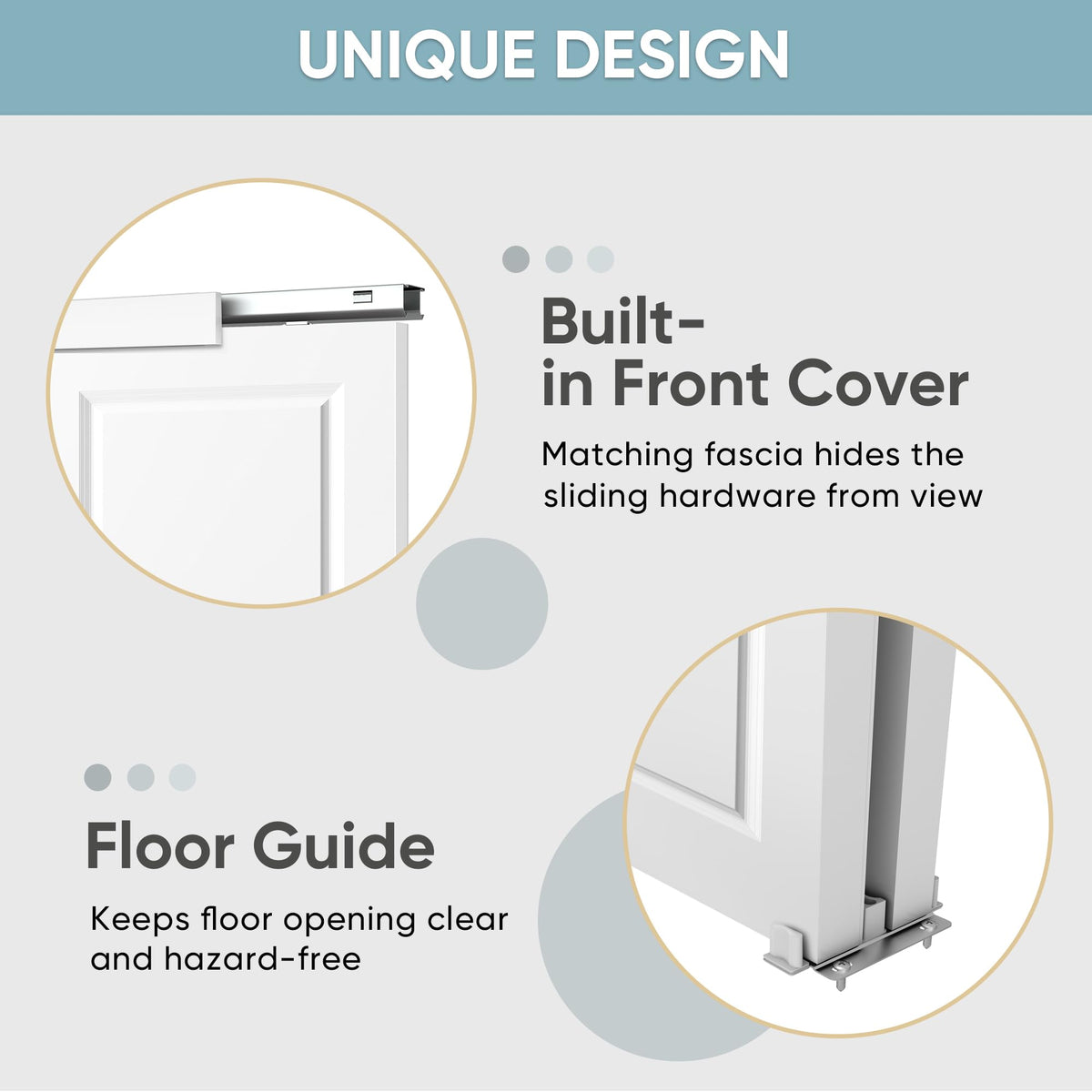 JUBEST 72x80 in Sliding Closet Door, Raised 2-Panel Square Top White Primed Hollow Core Door Slab with Hardware Kits & Matching Fascia, Pre-drilled & Paintable, Space-Saving for Bedroom Laundry