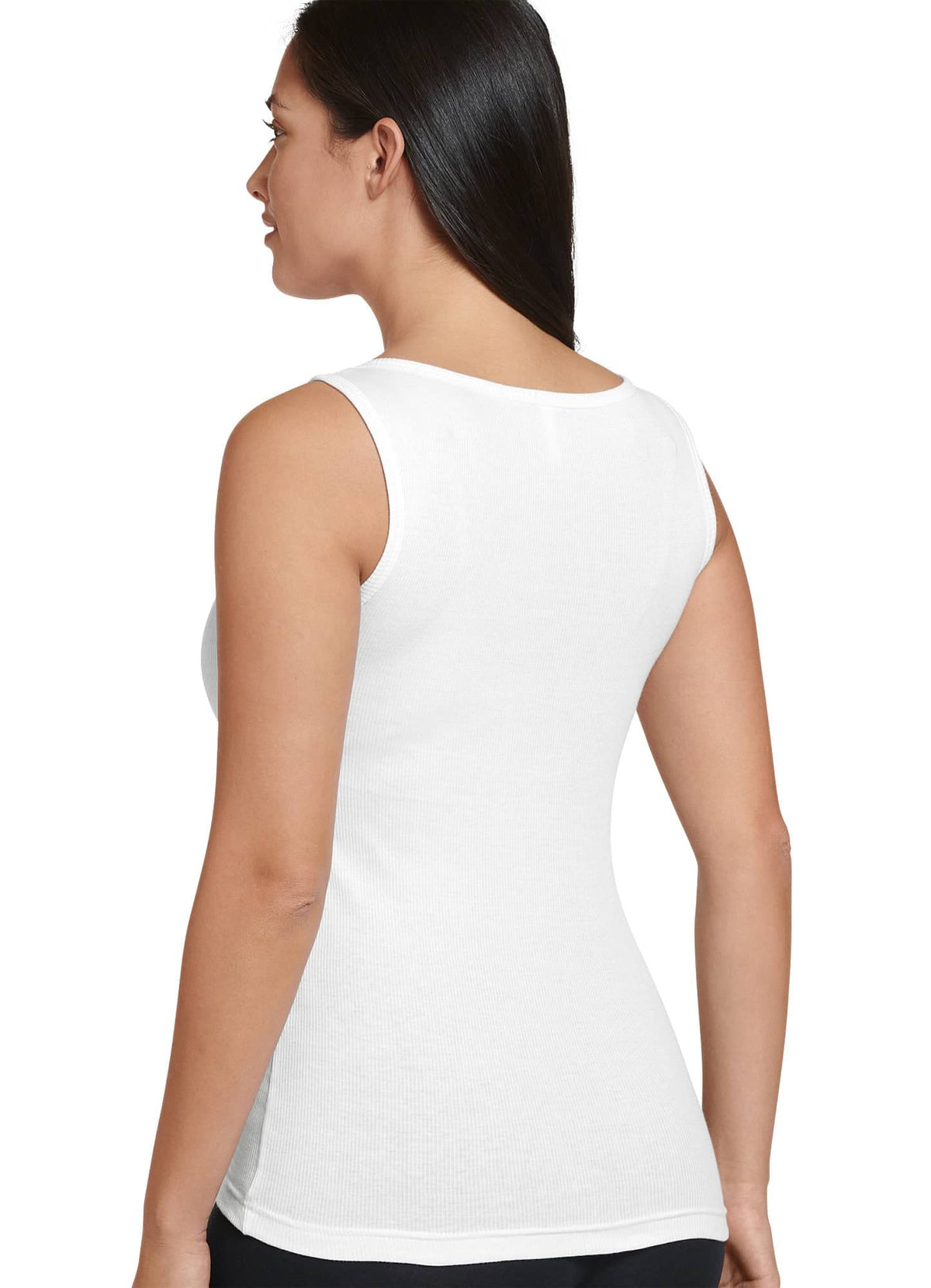 Jockey Women's Activewear 100% Cotton Rib Tank, White, M