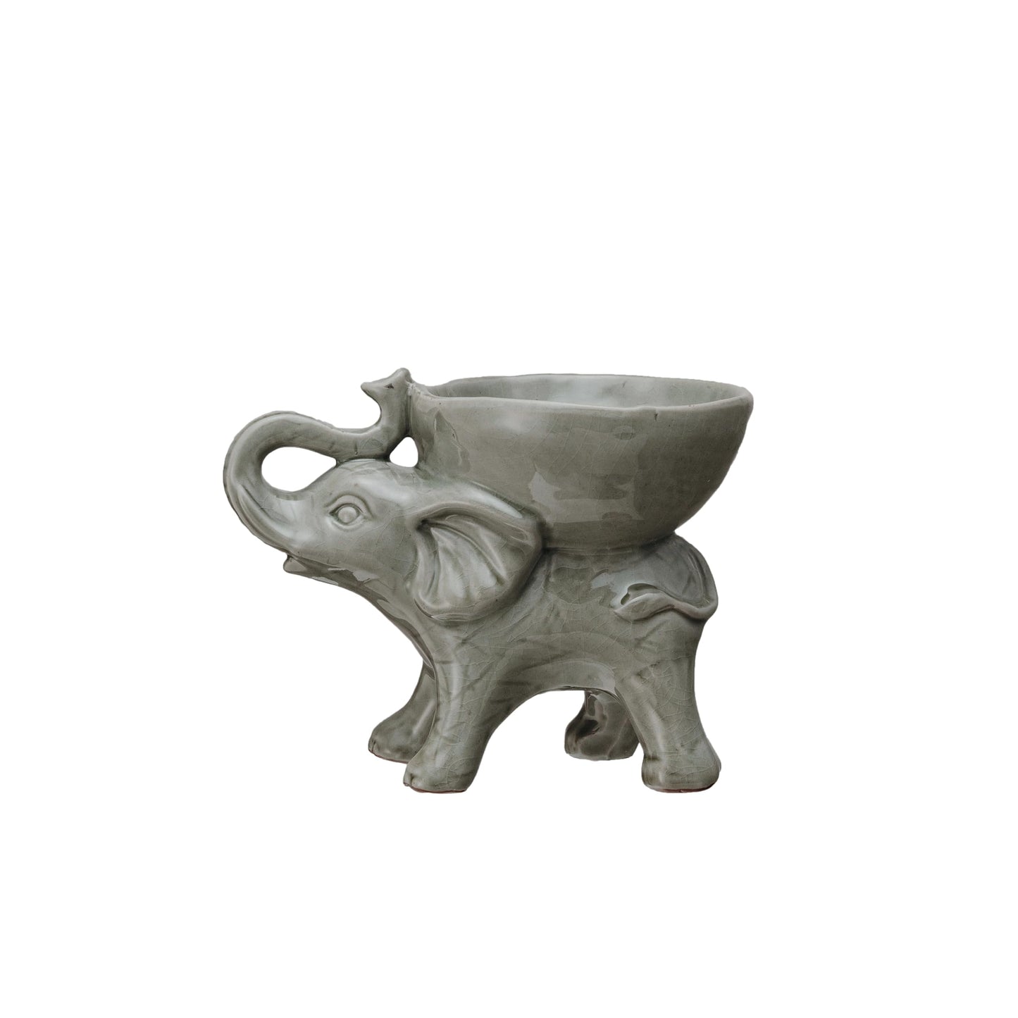Creative Co-Op Majestic Stoneware Elephant Bowl, Grey