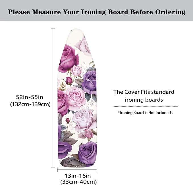 ZDCUSTOM Purple Flower Ironing Board Cover Ironing Board Replacement Pad and