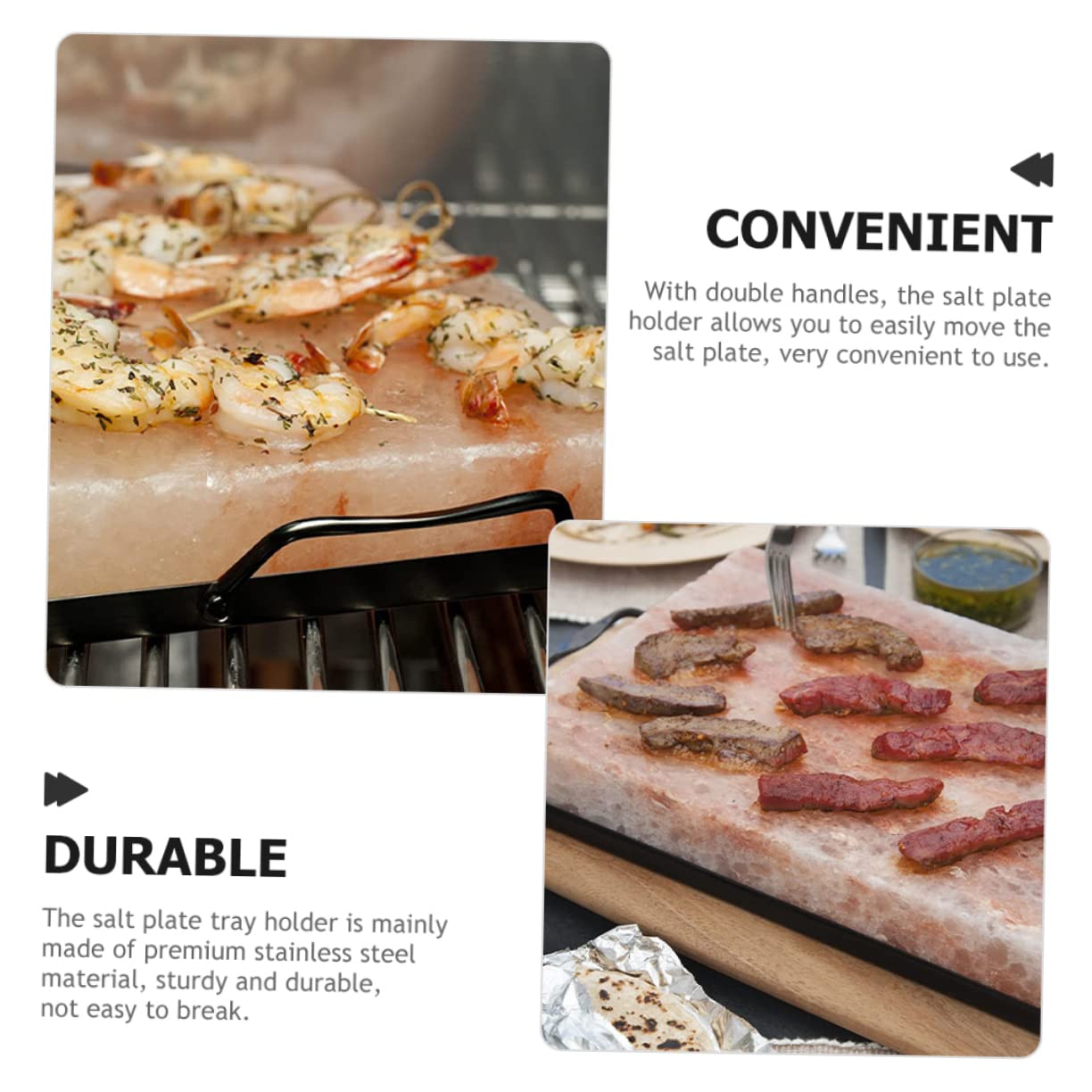 Sosoport Cooking Salt Plate Tray Salt Plate Holder for Grill Sturdy Stainless Steel Smooth Enameled Coating